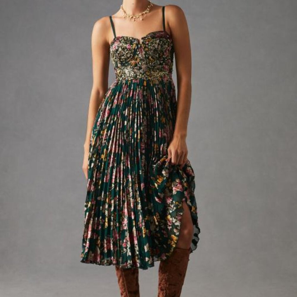 Anthropologie Verb by Pallavi Singhee Spaghetti Strap Velvet Dress